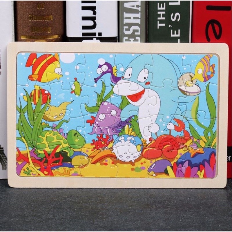 Đồ Chơi Tranh Ghép Hình 24 Miếng Bằng Gỗ cho Bé Giúp Bé Phát Triển Trí Tuệ