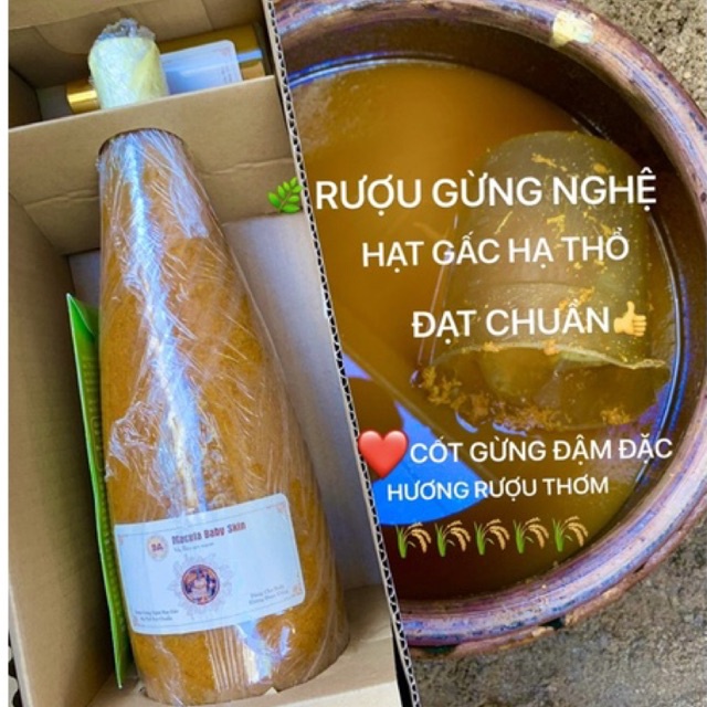 Rượu gừng nghệ gấc hạ thổ sau sinh .