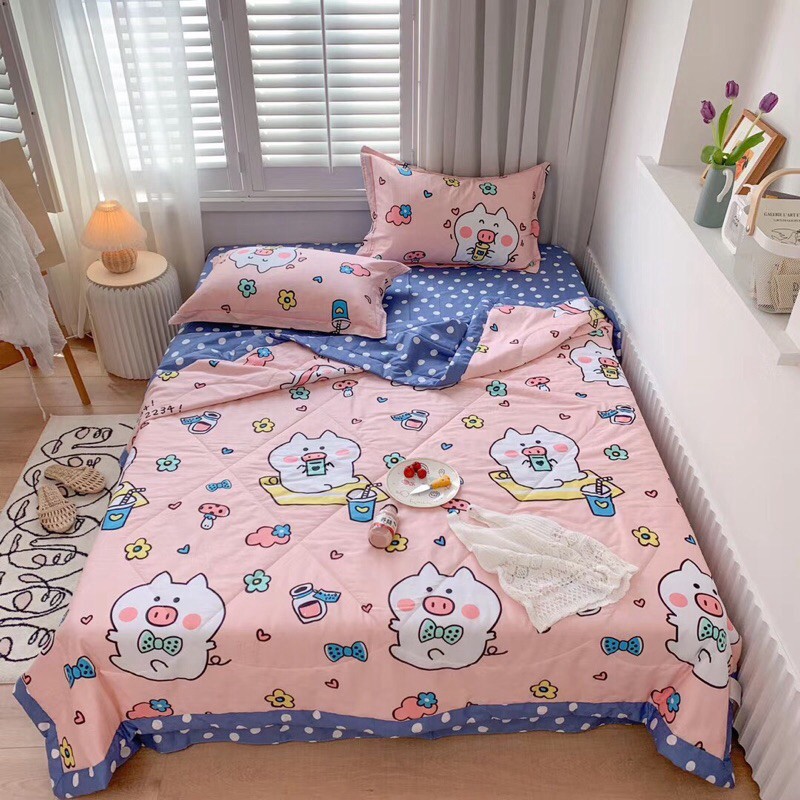 Bộ Chăn Ga Gối Cotton Living Chăn Chần - 100% Cotton Mẫu Hoạt Hình Cực Đáng Yêu Cho Các Bé