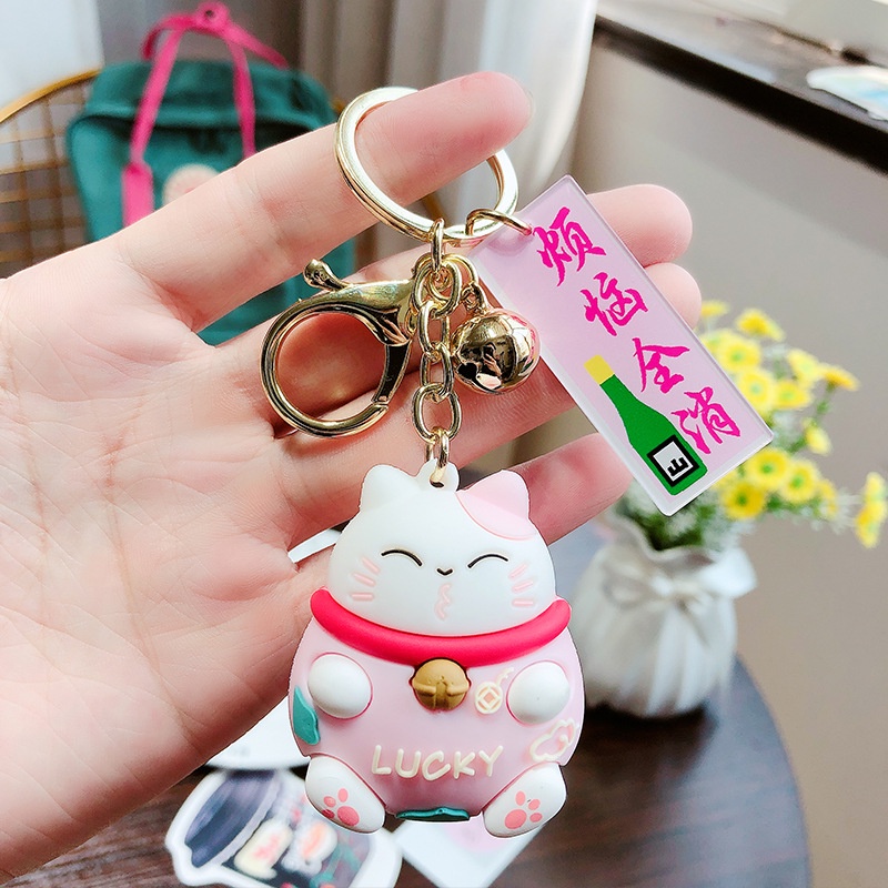 Móc khóa mèo may mắn lucky nhiều màu xinh xắn MMM - Móc khoá