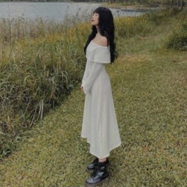 Đầm trễ vai body len tăm tay dài thiết kế - HÀNG THIẾT KẾ | BigBuy360 - bigbuy360.vn