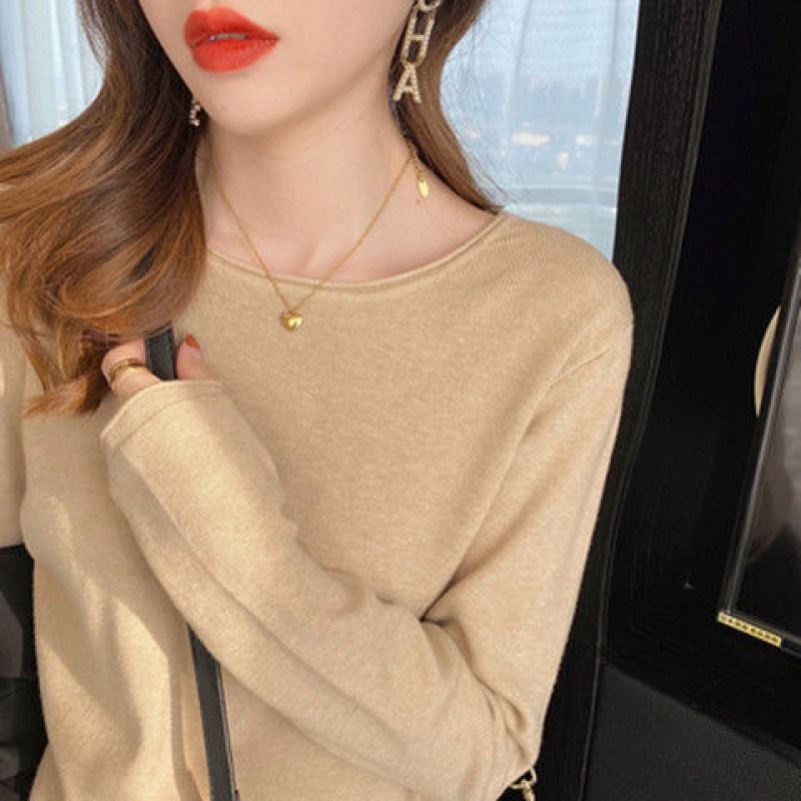 Áo Giữ Ấm Vải Mỏng Cổ Tròn Thời Trang Mùa Thu 2021 Đơn Giản Cho Nữ