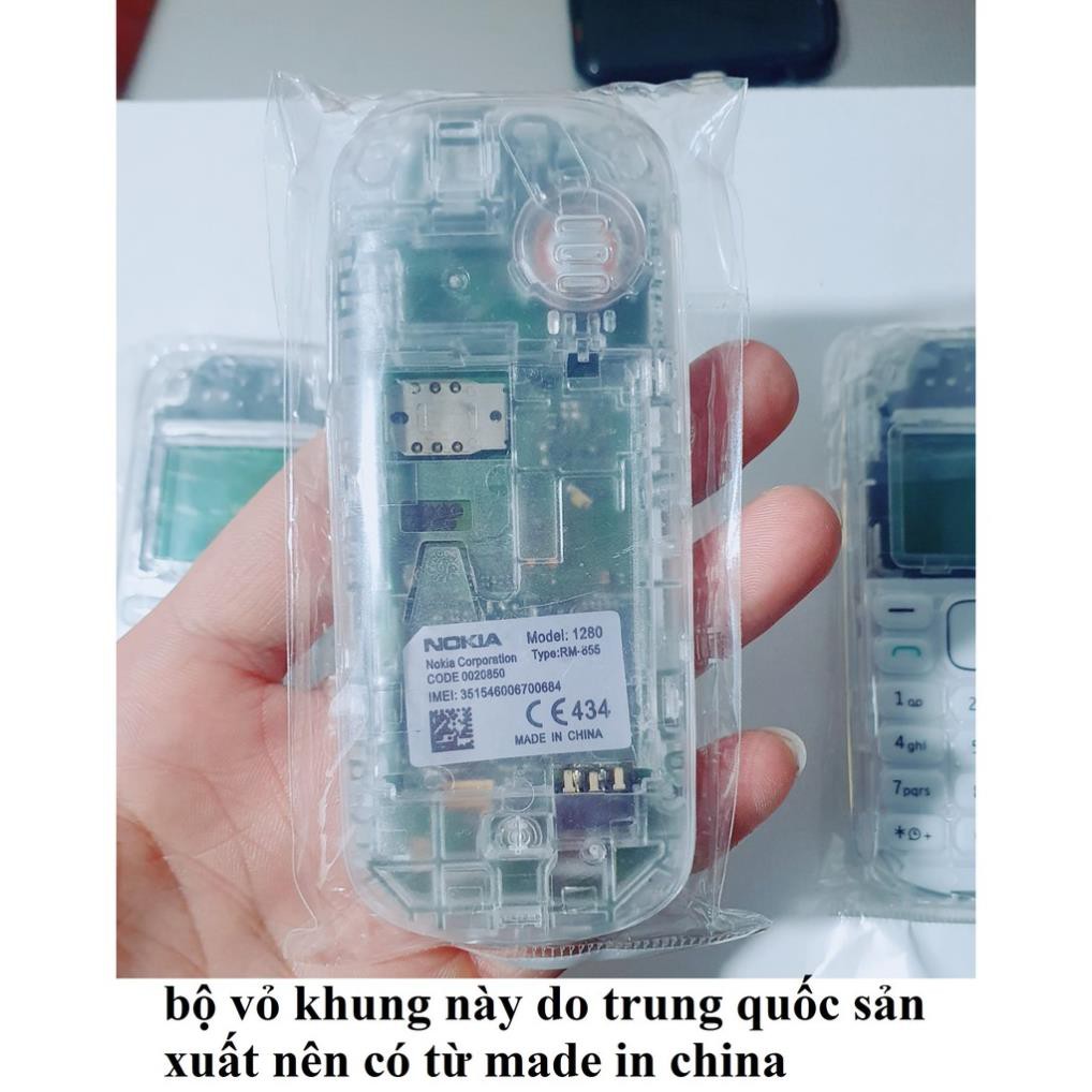 Nokia 1280 Zin Chính Hãng Lên Sườn Vỏ Trong Suốt - Có Pin Sạc