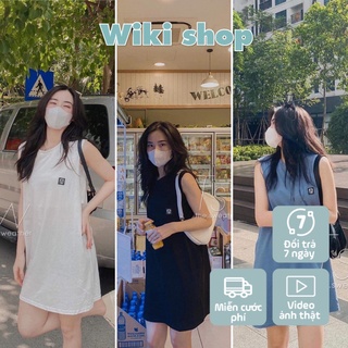 Váy tanktop nữ in đầu bò freesize không tay đen trắng xanh dáng suông form rộng thun có giãn hàn quốc C370