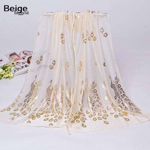 Khăn choàng nữ với họa tiết con công thời trang