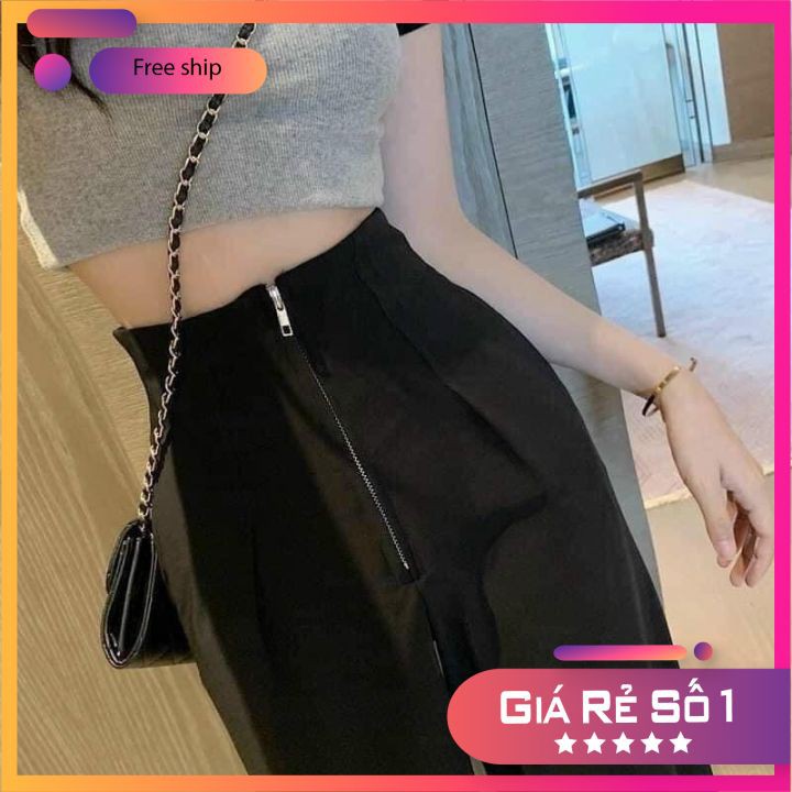 Quần ống rộng khoá giữa, ống suông, Culottes Dáng Dài Lưng Cao Khóa Trước | BigBuy360 - bigbuy360.vn