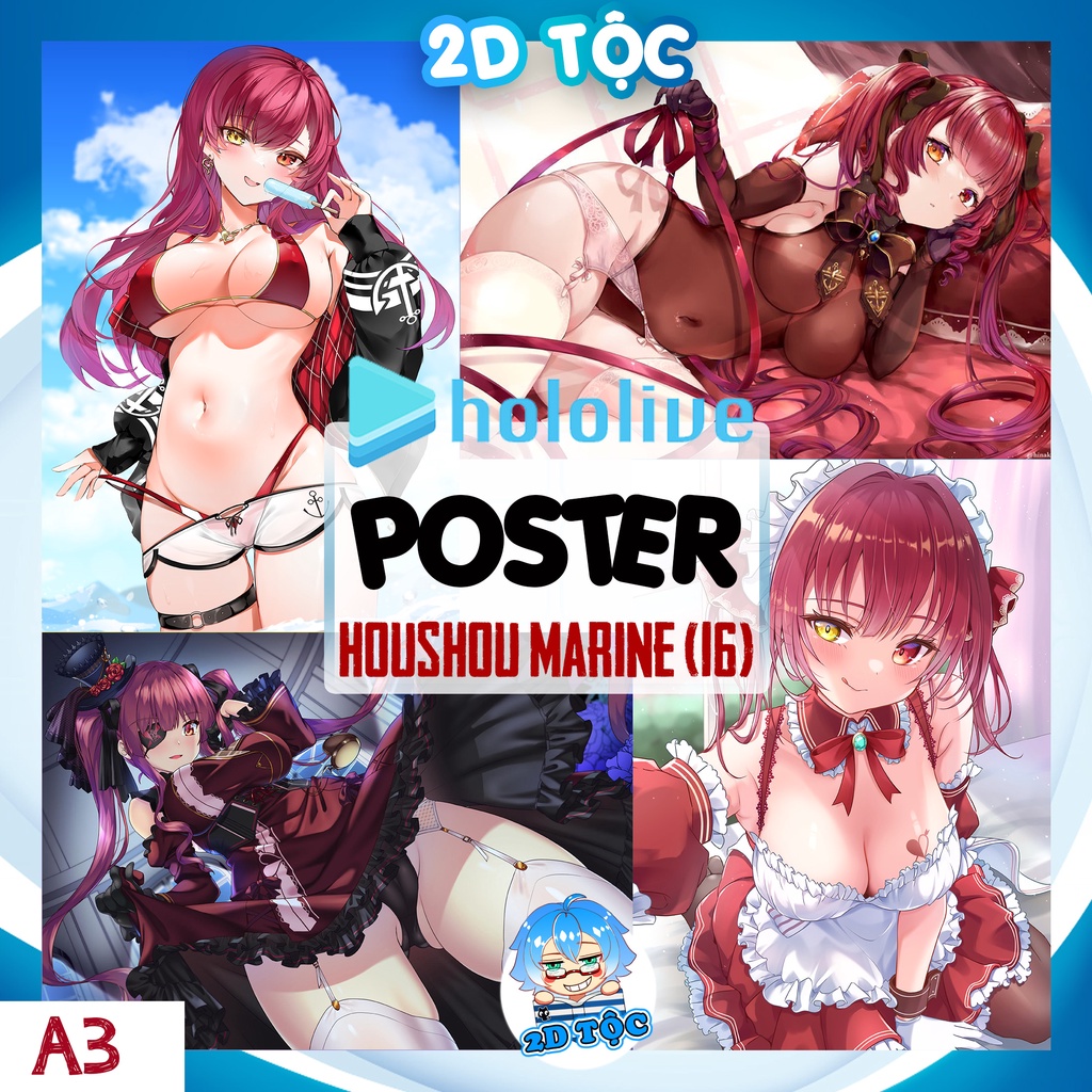 Ảnh poster A3 chất lượng chuẩn Houshou Marine Hololive (16)  – tranh dán tường 2D Tộc Shop