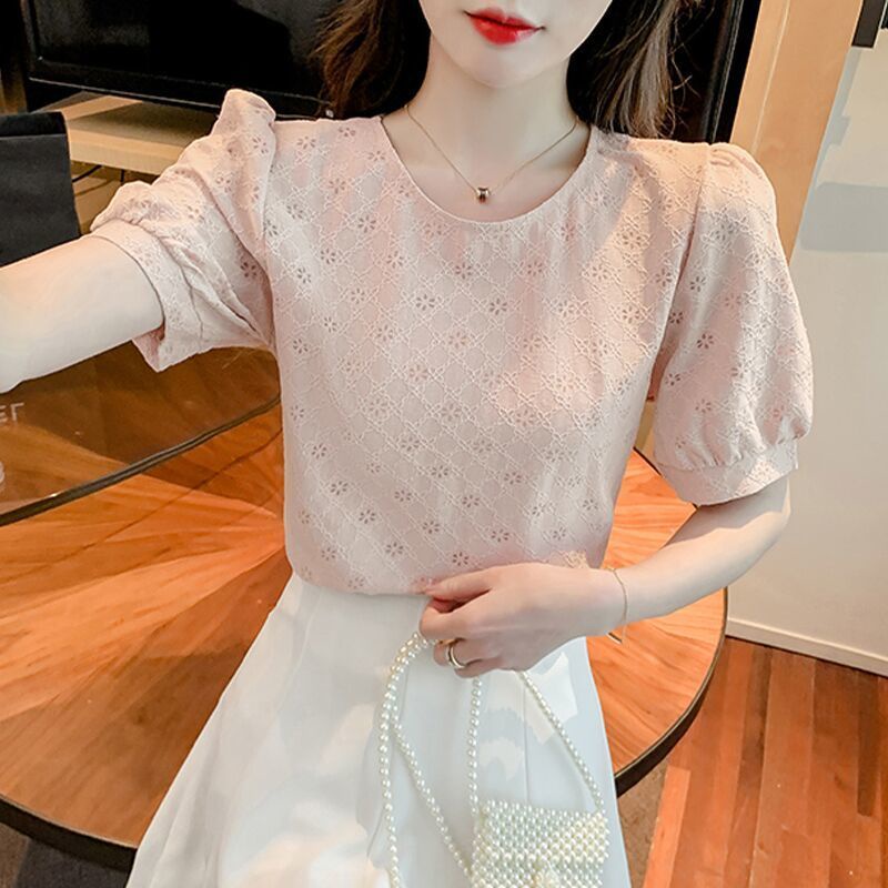 Áo Kiểu Tay Phồng Cổ Tròn Thời Trang Mùa Hè Cho Nữ