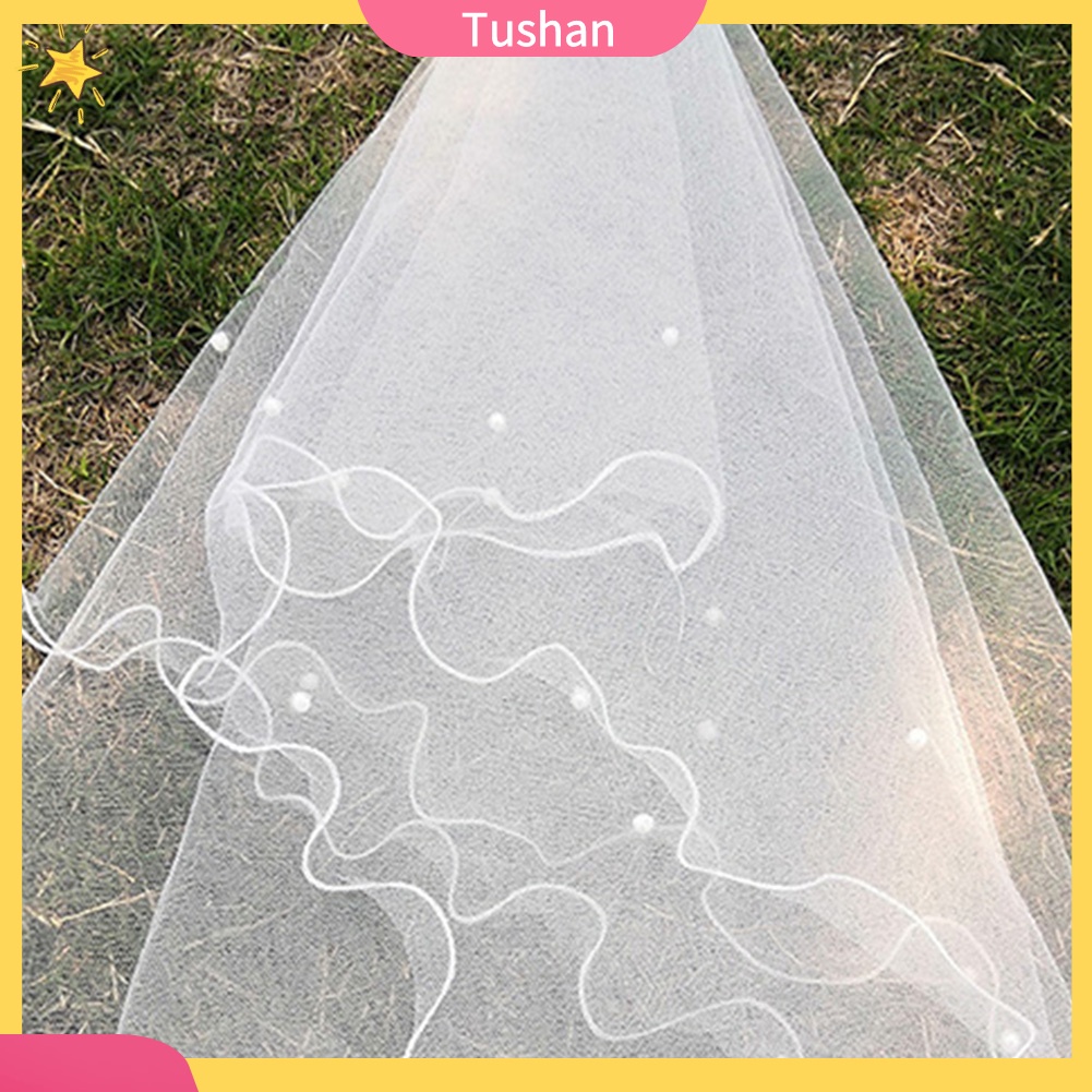 Khăn Voan Cài Tóc Cô Dâu Đính Ngọc Trai Sang Trọng