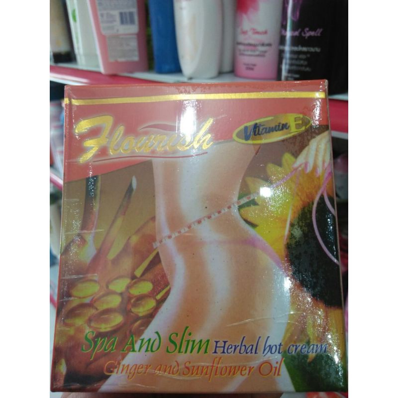 Kem Massage Tan Mỡ Bụng Gừng Ớt FLOURISH  Vitamin E Chuẩn hàng Thái Lan Chính Hãng 500ml+ 200ml tặng