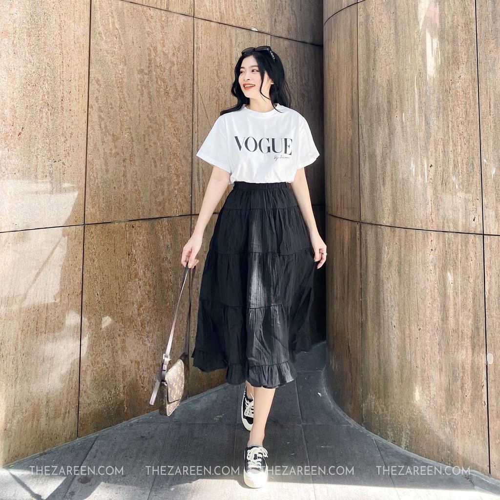 CHÂN VÁY DÀI XÒE NHÚN ZAREEN VAD07 ĐEN | BigBuy360 - bigbuy360.vn