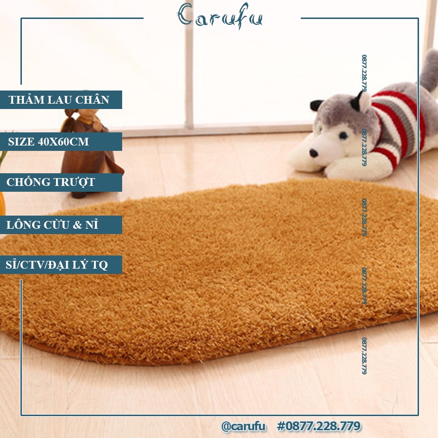 Thảm lau chân nhung chống trượt cao cấp giá rẻ cho phòng khách phòng ngủ nhà bếp size 40x60cm