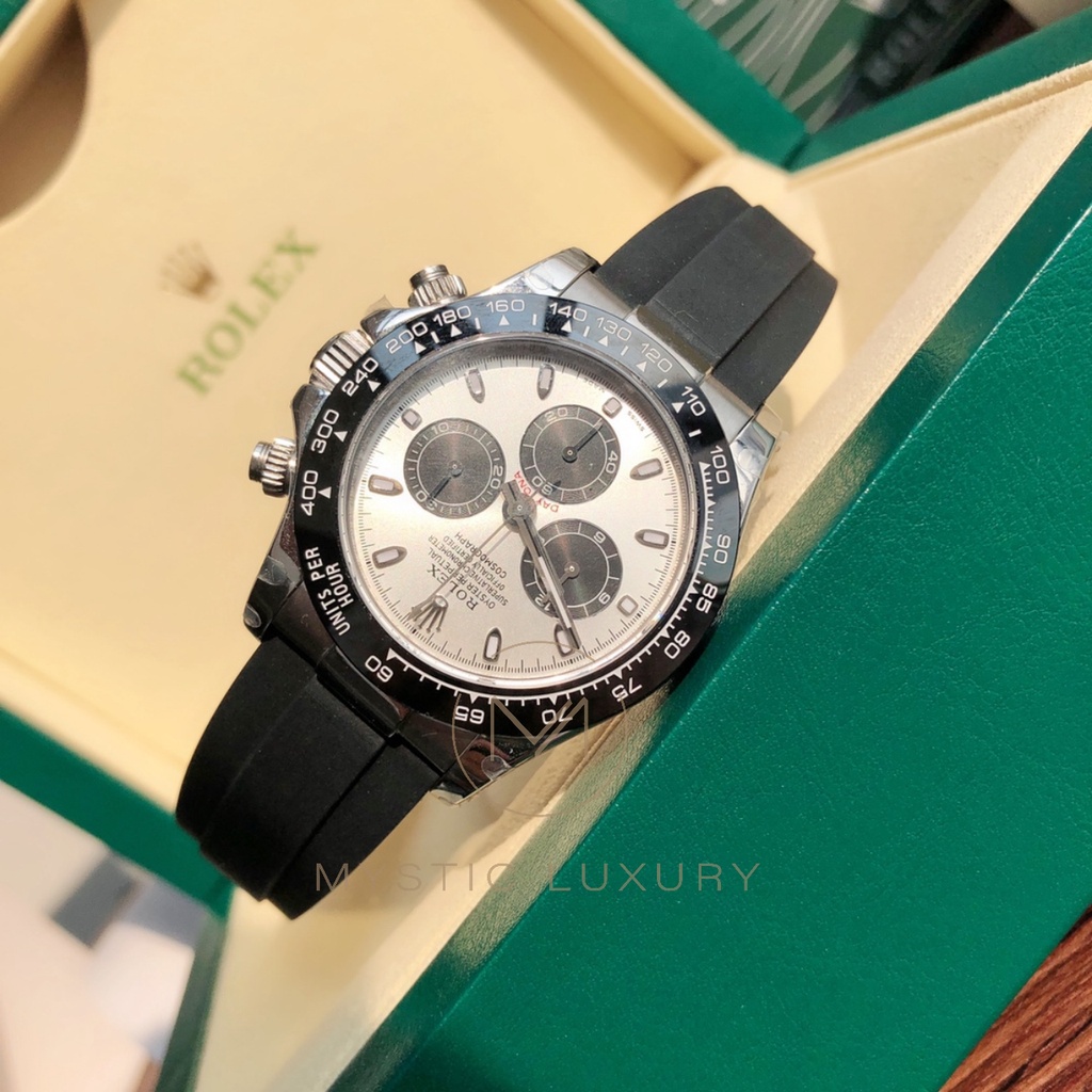 ⚜️Chất Lượng Thụy Sĩ⚜️ Rl Cosmograph Daytona Gốm Sứ Bạc 116519Dây Đeo Cao Su Sang Trọng Cho Đồng Hồ Nam 40mm