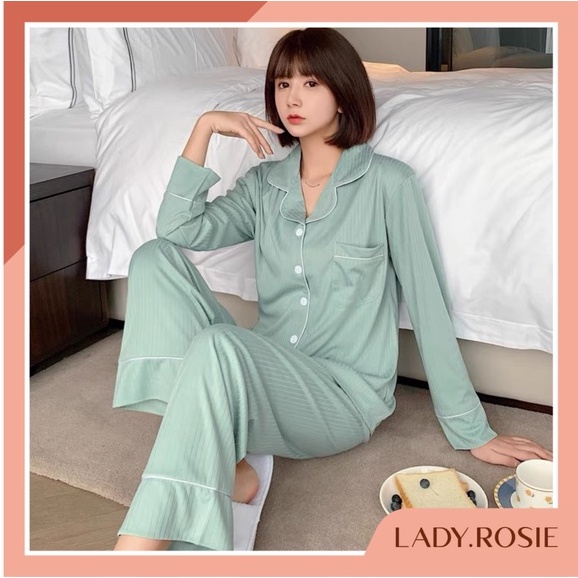 Bộ ngủ pijama nữ dài tay nữ chất chất liệu 100% cotton màu XanhMint - bộ ngủ thu đông dài tay (có bigsize)