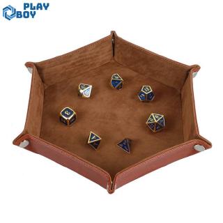 Solid Color Hexagonal Dice Tray Folding PU Storage Box for Table Games
