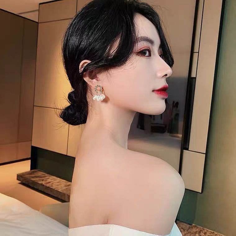 Khuyên Tai Bạc 925 Đính Hạt Ngọc Trai Thời Trang