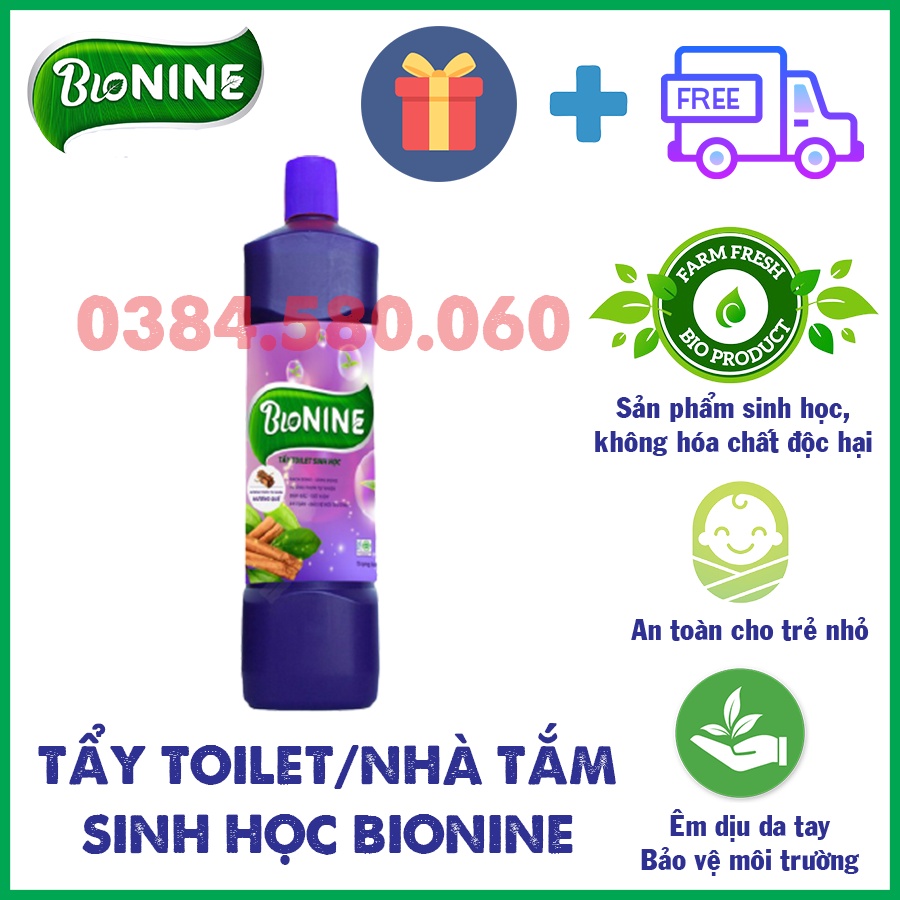 Nước tẩy toilet/bồn cầu/nhà tắm SINH HỌC Bionine - Đánh bay vết bẩn, vi khuẩn -  Mùi dễ chịu, Không hóa chất, An toàn