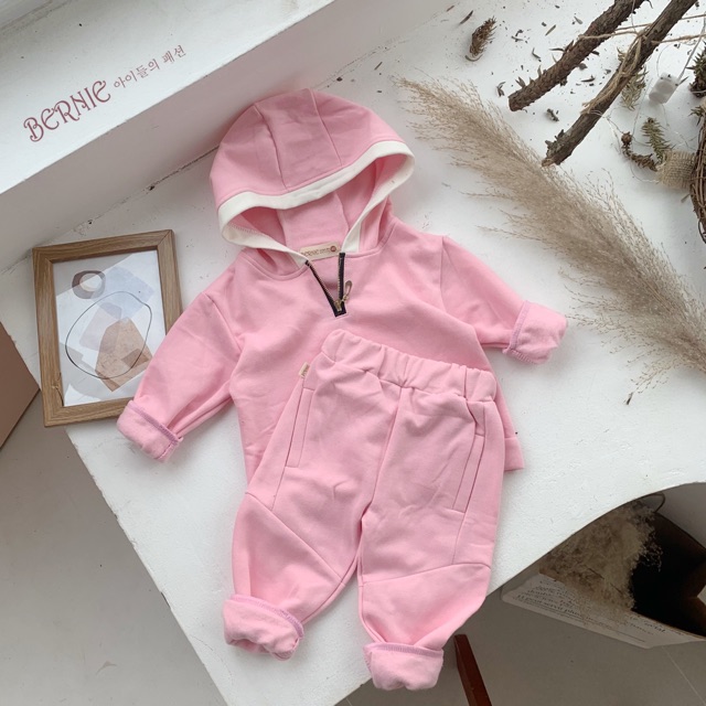 Bộ nỉ bông có mũ cho bé trai/ bé gái