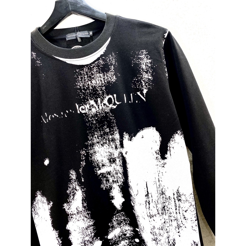 Áo nỉ loang đen trắng MCQ,áo thun nam dài tay hot hit dành cho nam và nữ có đủ sz 40-75kg form dáng chuẩn_Áo nỉ nam nữ