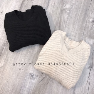 Áo len cổ tim tay xoè
