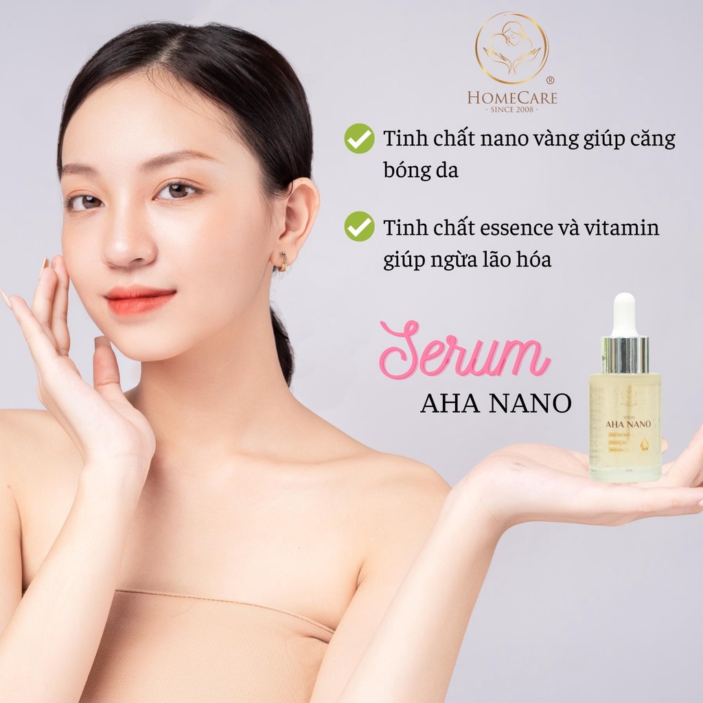 Serum dưỡng da AHA NANO Home Care có nano tinh thể vàng dưỡng trắng cấp ẩm căng bóng tăng đàn hồi 30ml