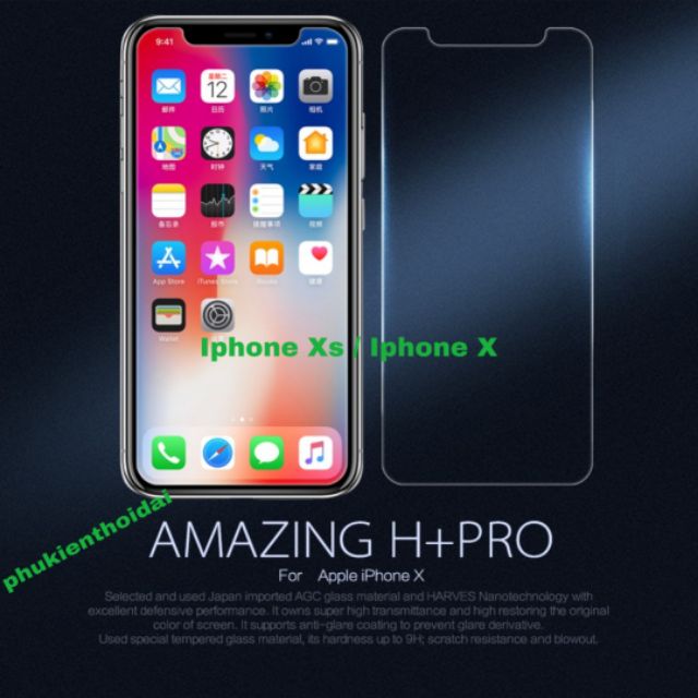Cường lực Iphone Xs / Iphone X /  11 Pro / Xs Max / 11 Pro Max  Hiệu Nillkin Amazing H+Pro 9H / 2.5D ( tặng keo )