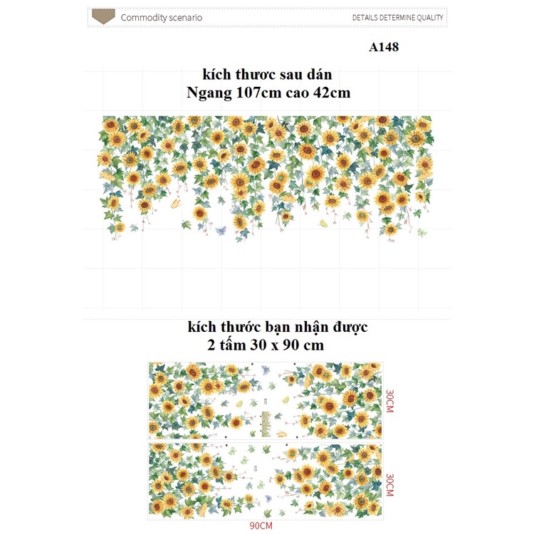 Decal dán tường Dây hoa vàng A148 - Decal dán tường Hàn Quốc | BigBuy360 - bigbuy360.vn