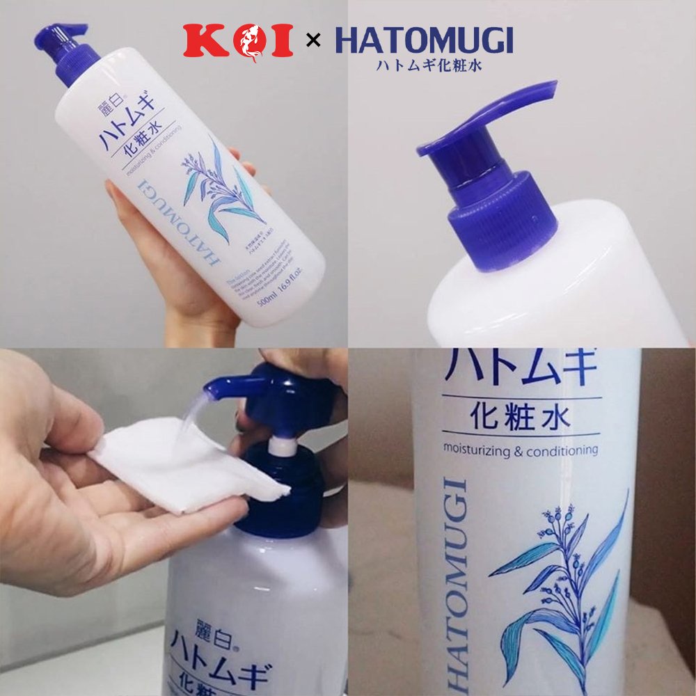 Nước hoa hồng ý dĩ Hatomugi Reihaku The Lotion làm sáng da 500ml có vòi