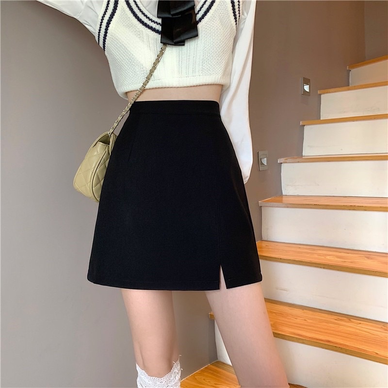 Chân váy chữ A xẻ (ảnh thật/có sẵn)