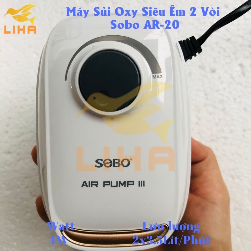 Máy Sủi Oxy 2 Vòi Sobo AR-20  - Máy Oxi Siêu Êm Cho Bể Cá