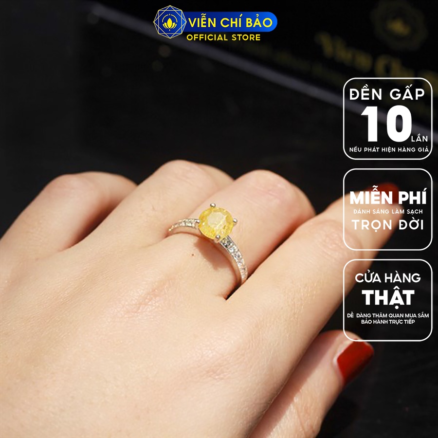 Nhẫn bạc nữ tóc vàng một viền đá chất liệu bạc 925 thời trang phụ kiện trang sức Viễn Chí Bảo N600039