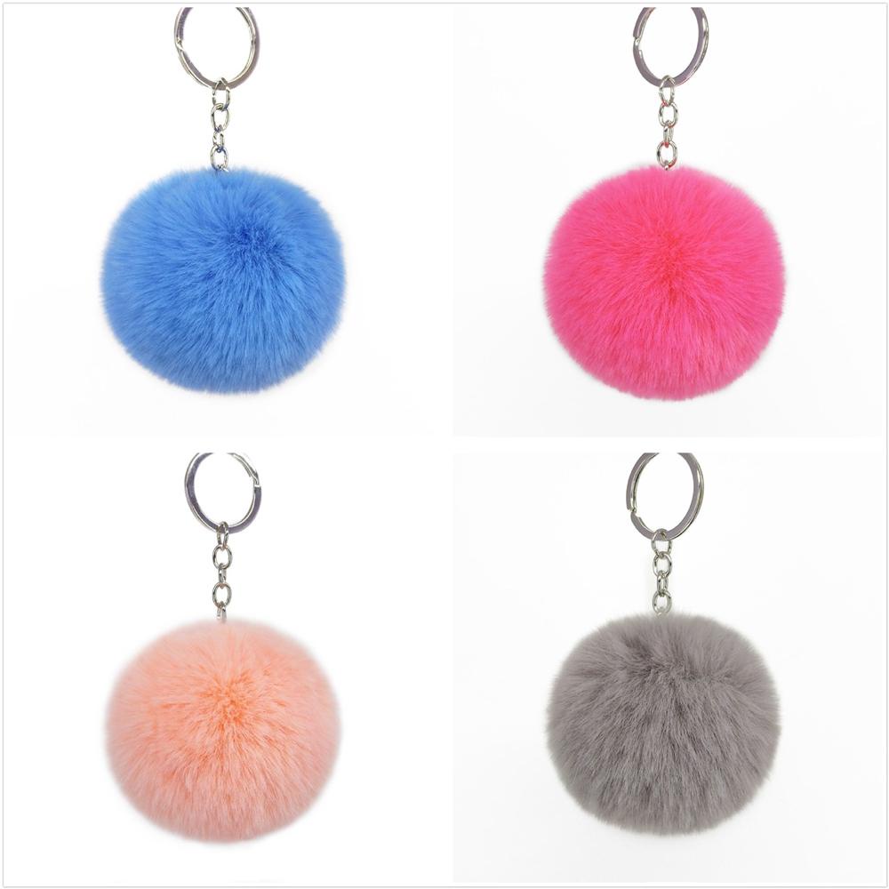 Móc Khóa Banh Lông Thỏ 24 Màu Tùy Chọn