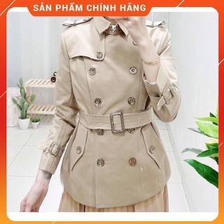 Áo khoác măng tô bbr dáng ngắn kèm đai hàng chuẩn loại 1 quảng châu cao cấp xanh than-be