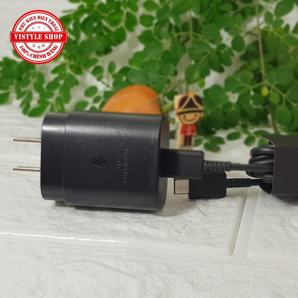 Sạc Nhanh Samsung 25W, PD Sử dụng cho Samsung Note 10, S20, S21, A80, A51, A52 - Vistyle
