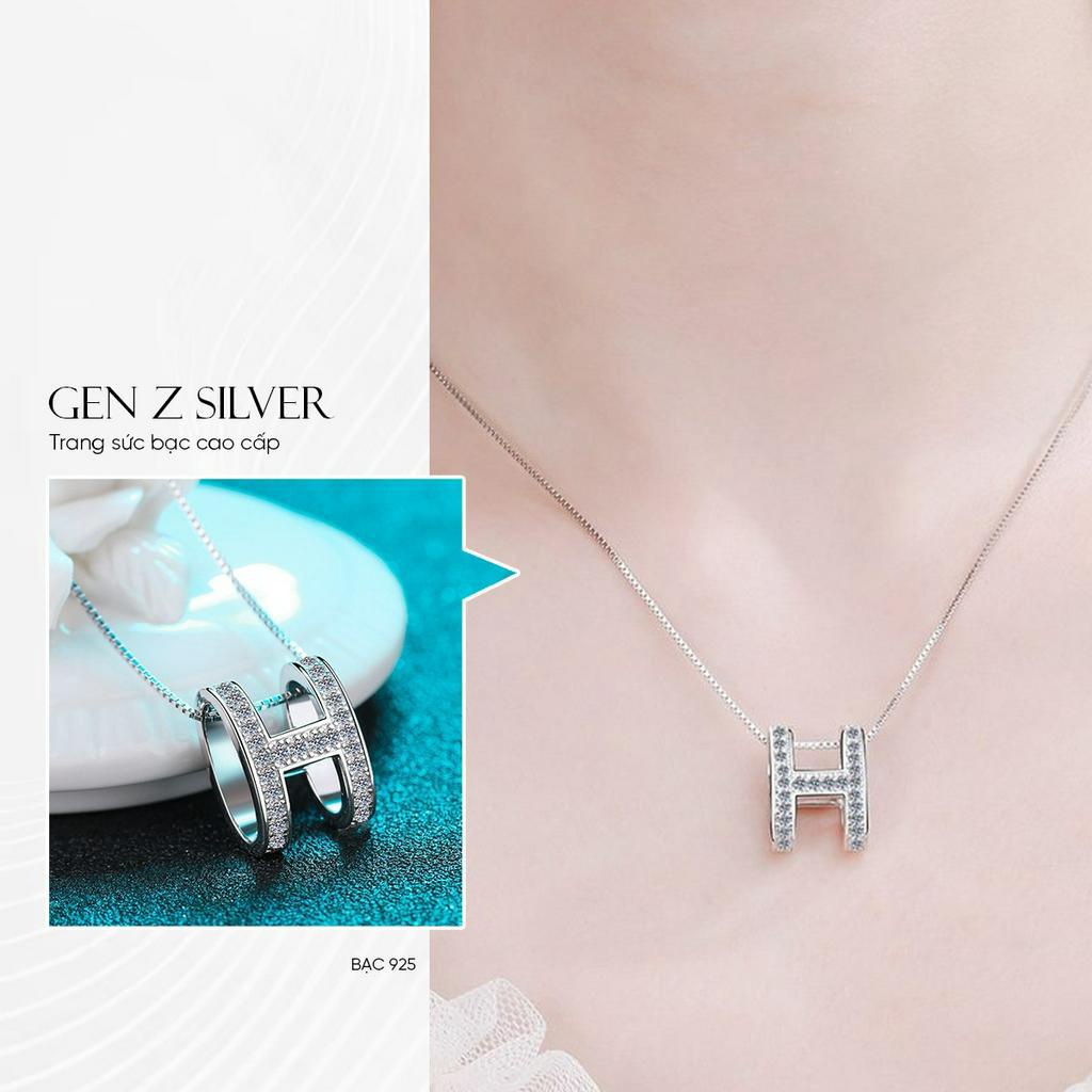 Dây chuyền bạc 925 Gen Z Silver chữ H nạm đá Cubic Zirconia nhân tạo DCZ14101