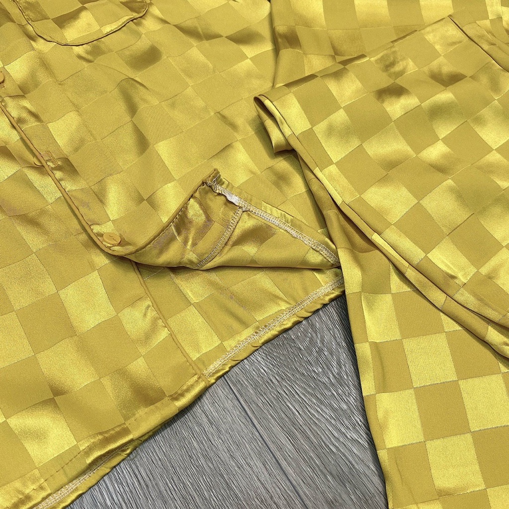 Bộ Pyjama Cộc Dài Kẻ Caro Gấm Siêu Sang Sam Luxury - Awi Sleepwear