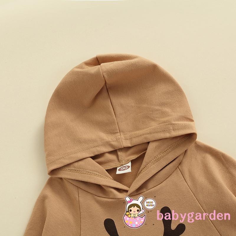Set áo hoodie + quần dài in họa tiết tuần lộc giáng sinh cho bé gái