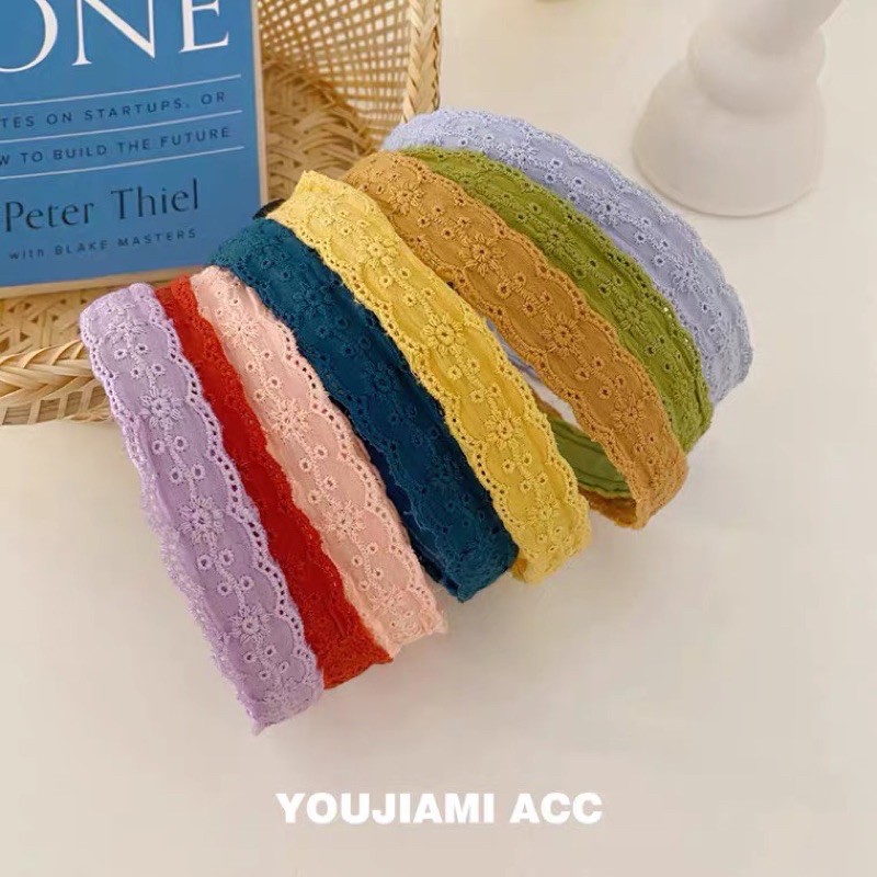 Cài tóc ren trơn nhiều màu xinh xắn cho nữ