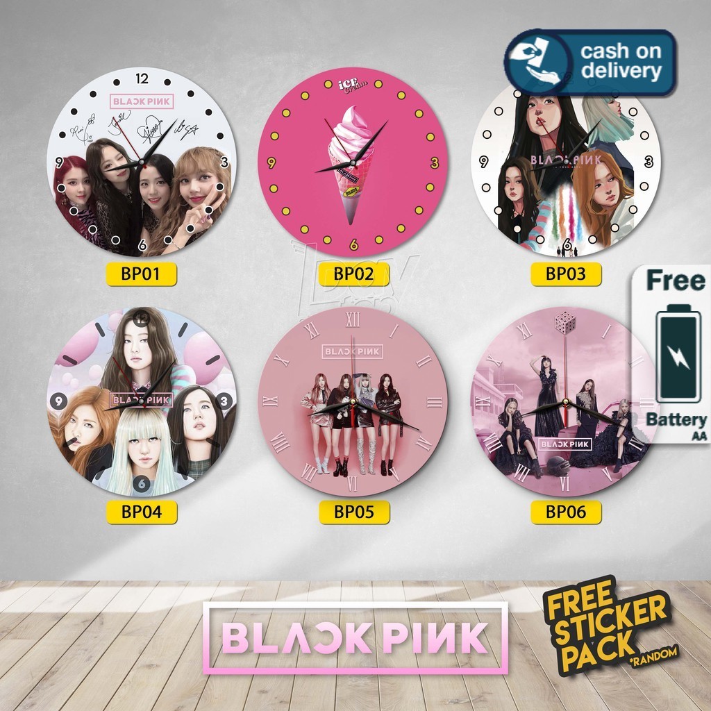 Đồng Hồ Treo Tường Bằng Gỗ Nghệ Thuật Độc Đáo - KPOP BLACKPINK / Đen Hồng - SERIES 01