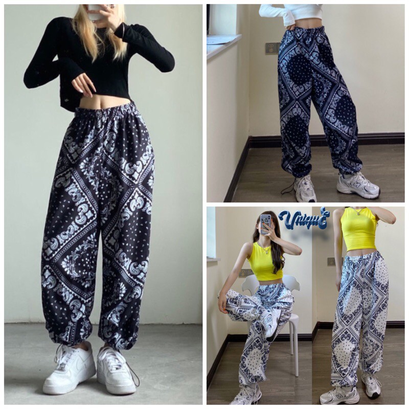 Quần Dài Ống Rộng quần legging  Họa Tiết hoa văn họa hạt điều Thời Trang Cá Tính Dành Cho Nữ