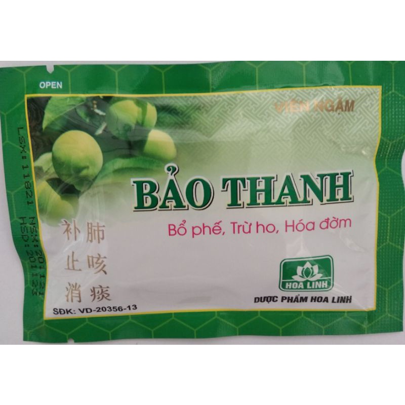 Viên ngậm Bảo Thanh_( Bổ phế , trừ ho, hoá đờm)