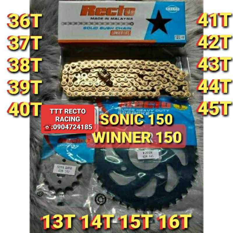 NHÔNG SÊN DĨA WINNERV1/SONIC 150/WINNER X/CBR 150 VERZA DĨA 36,37,38,39,40,41,42,43,44,45 SÊN 9LY VÀNG RECTO