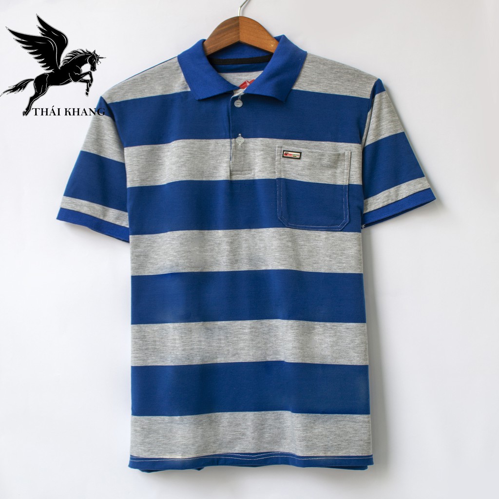 áo thun nam có cổ có túi tay ngắn sọc ngang vải cotton mềm mát giá cực tốt loại áo polo nam | BigBuy360 - bigbuy360.vn