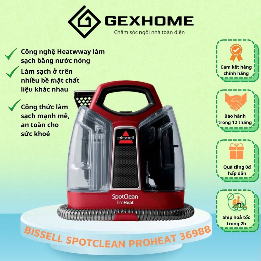 Máy giặt thảm sofa BISSELL SPOTCLEAN PROHEAT 36988 diệt khuẩn - CAM KẾT CHÍNH HÃNG - GEXHOME