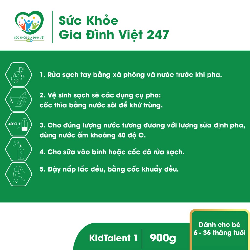 Sữa Kidtalent 1 - Hỗ trợ sự phát triển của trẻ (900g)