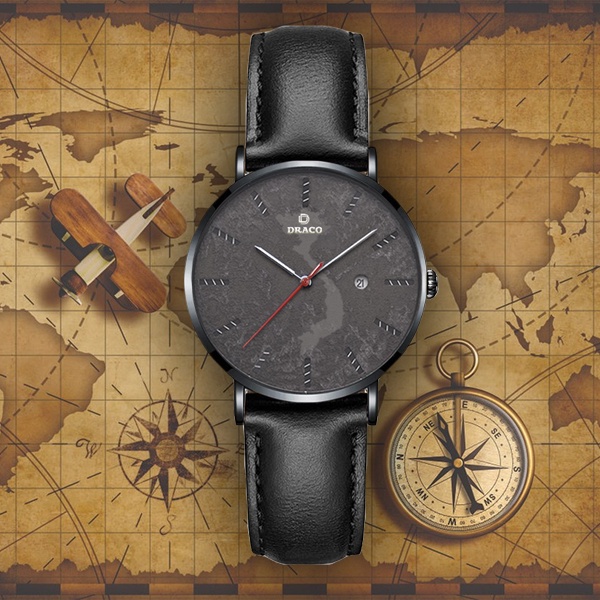 Đồng hồ nam Draco D22-ST03 &quot;Vietnamese Boy&quot; Đen Dây Da Đen- thời trang nam