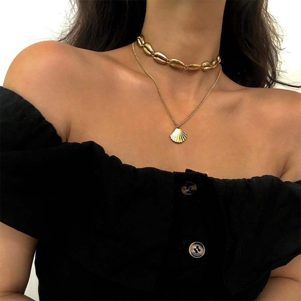 Vòng cổ Nhiều Lớp Vỏ Sò Thời Trang|Trang Sức Vòng Đeo Tay Thời Trang Biển Dễ Thương Bắt Mắt