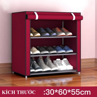Tủ vải đựng giầy dép 3 tầng khung inox chống bui bẩn