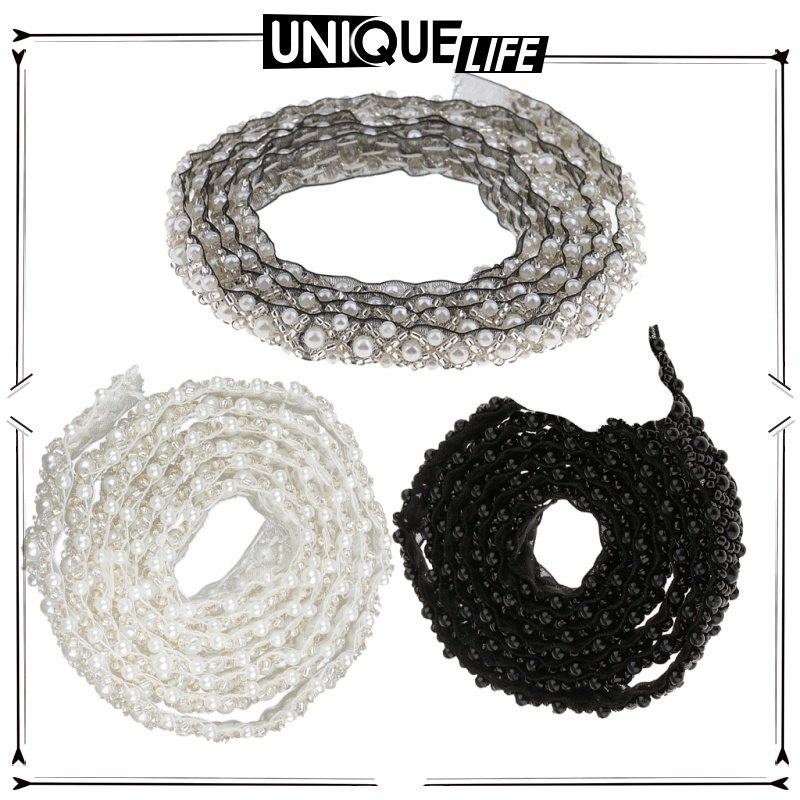 Dải Ren Lưới Đính Hạt Ngọc Trai 1Yard Trang Trí Thủ Công