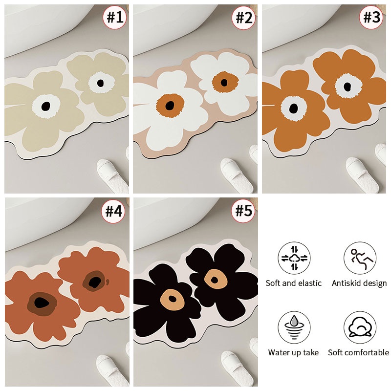 Thảm lót sàn Chống Trượt Thấm Hút Tốt Hình Bông Hoa Xinh Xắn